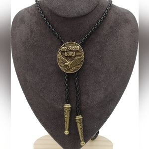 New western eagle American pride bolo tie approximately 40". Many others listed